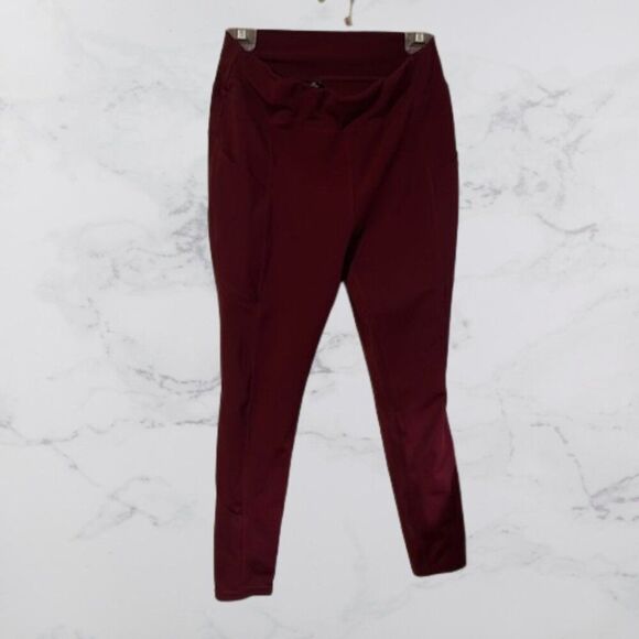 Women’s burgundy pop fit leggings with pockets - Picture 1 of 3